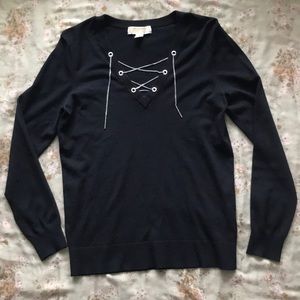 Michael Kors v neck chain lace up top